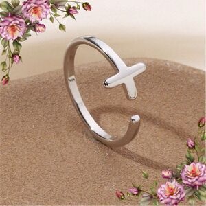 Stainless steel Cross Design Cuff Ring